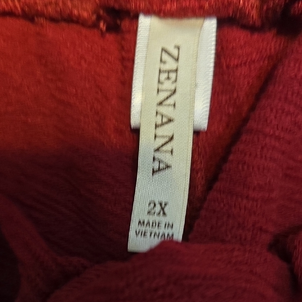 Z106 NWT Zenana Plus Slub Short Sleeve Tee and Lounge Pant Set Cabernet 1X 2X 3X - Picture 8 of 10
